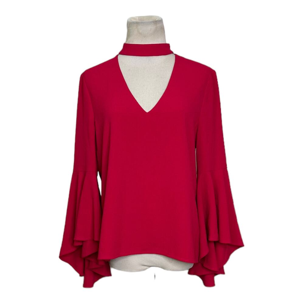WAYF reddish pink cut out details bell sleeves bouse size small